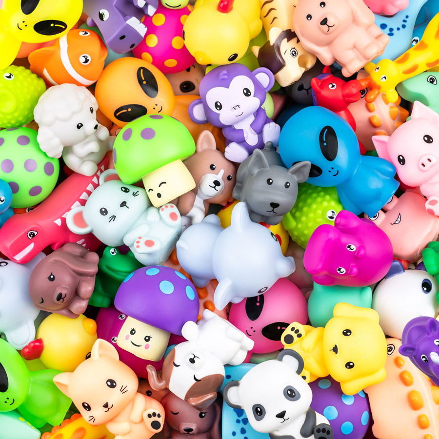 Rubber store animal figurines